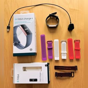 Fitbit Charge 3 fitness tracker & 4 spare wristbands